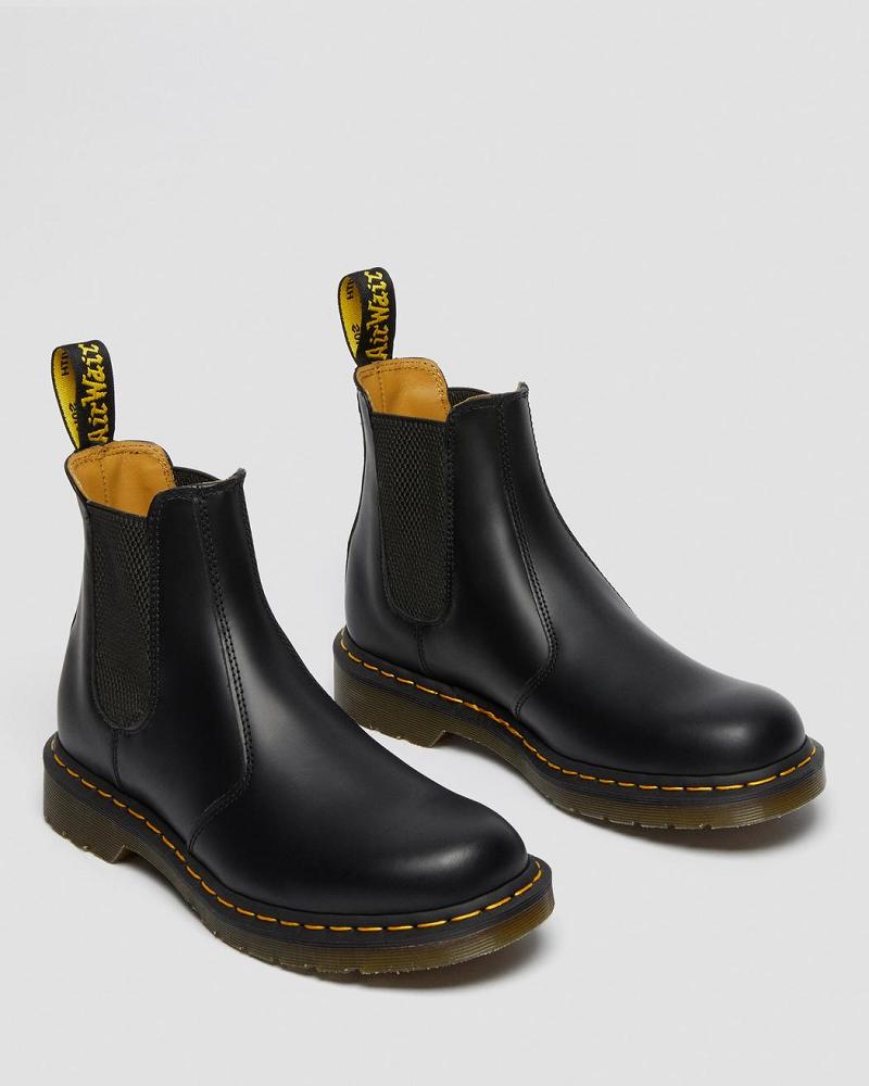 Dr Martens 2976 Yellow Stitch Smooth Leren Laarsjes Heren Zwart | NL 314AHK